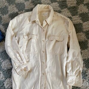 Aritzia cream cotton/linen blend button down